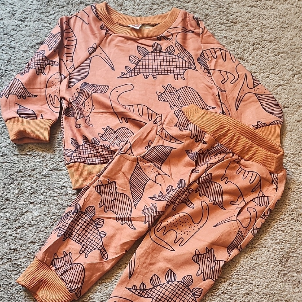3p Dinosaur Designs Kids Set - Peach and Black